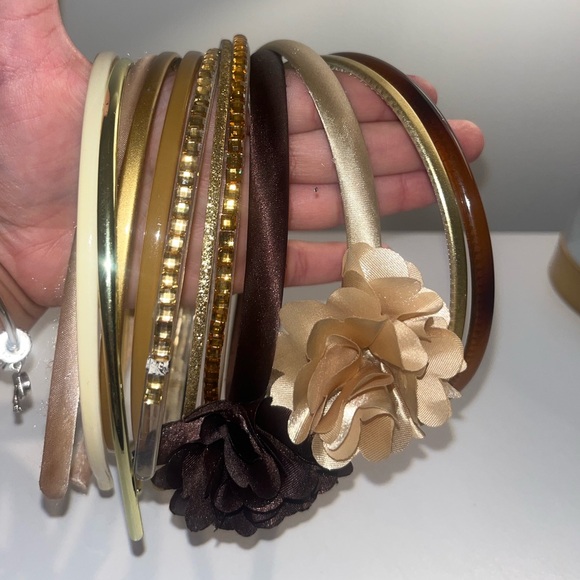 Set of 12 headbands, Gold, Brown & Cream colors - Picture 2 of 5